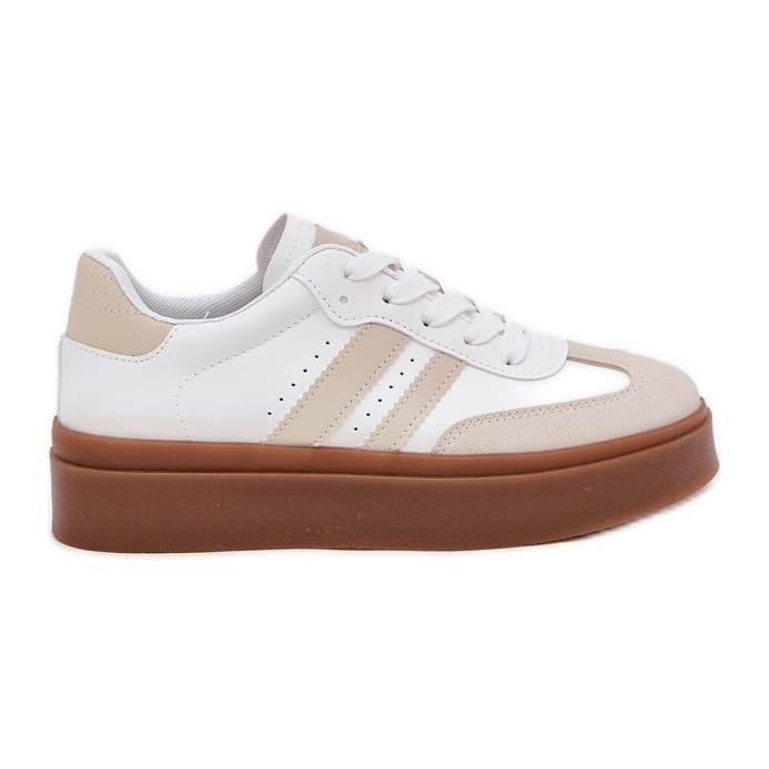 Kvinnors sneakers på plattformen med Eco Leather Beige och White