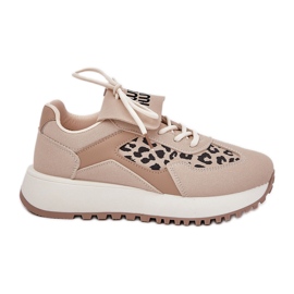 Kvinnors sneakers sportskor på plattformsledaren beige