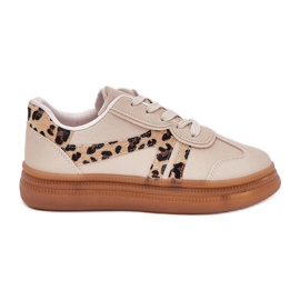 Kvinnors sneakers på plattformens leopard beige