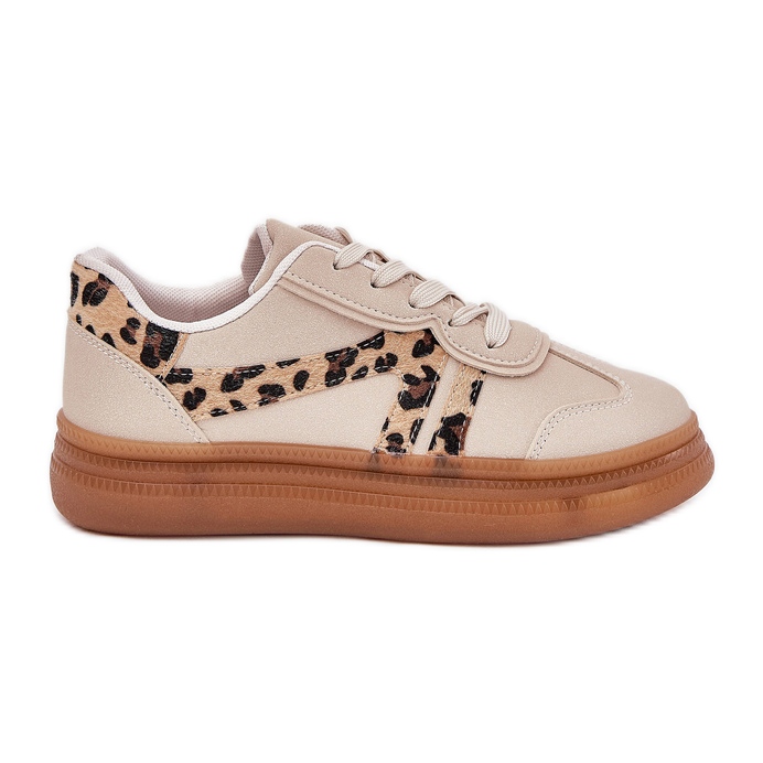 Kvinnors sneakers på plattformens leopard beige