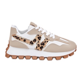 Sneakers sportskor kvinnors beige leopardtryck