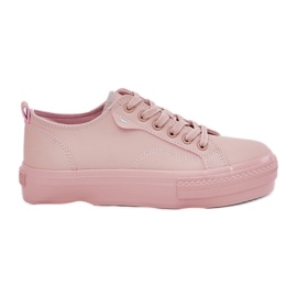 Kvinnors sneakers på plattform med Eco Leather Big Star RR274A294 Pink rosa