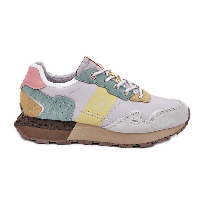 Kvinnors mocka sneakers Big Star RR274244 Hi-polish grågul system