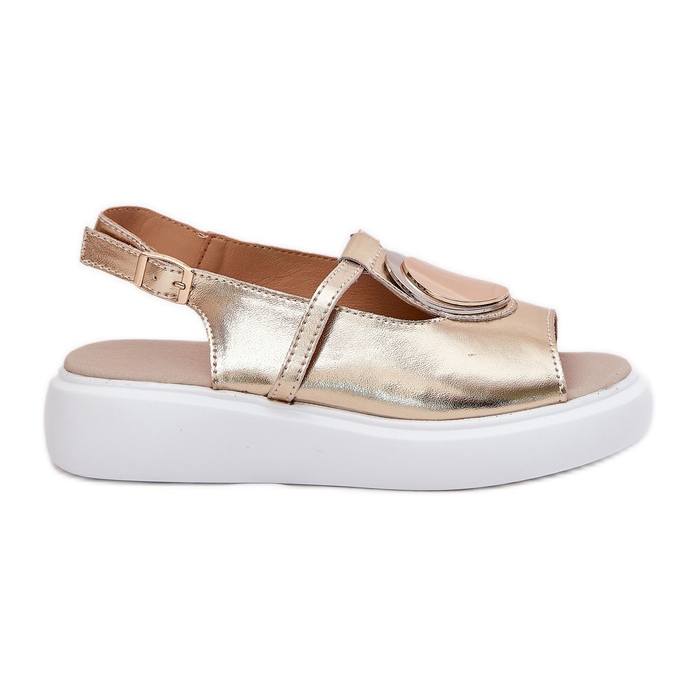 Läder eleganta kvinnosandaler s.barski gr51-603 zlotys gyllene