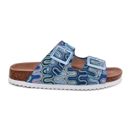 S.Barski Kvinnors flip flops med spännen och glitter S. Barski RB51-006 Blue blå