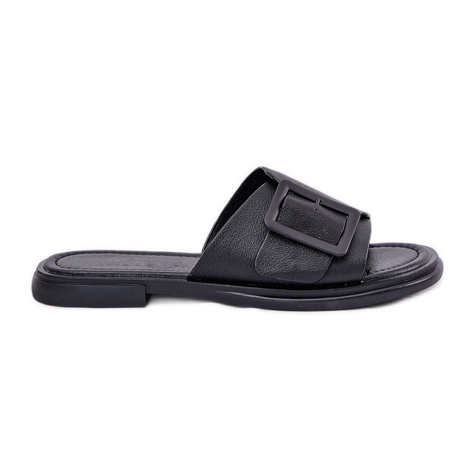 S.Barski Kvinnors läderflip flops med D&amp;A SJ2302-01 svart spänne