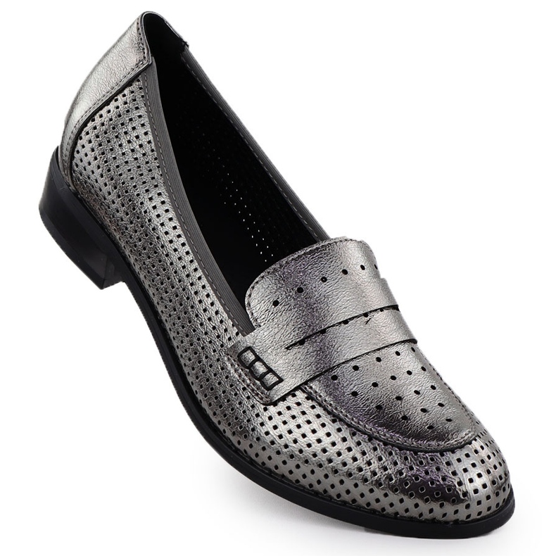 Women's Shoes Lords Openwork Metallic Silver Potocki 12581 silver-