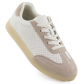 Kvinnors lädersportskor perfolerad Beige Sergio Leone SP-118