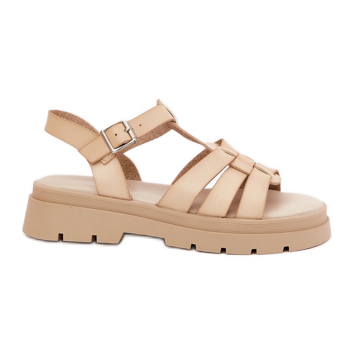 Eco Leather Women's Sandals på plattformen Beige