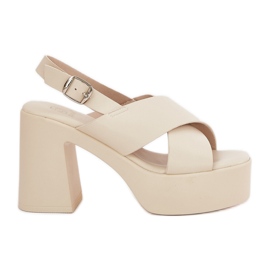 Kvinnors sandaler på posten och plattformen med Eco Leather Light Blue beige