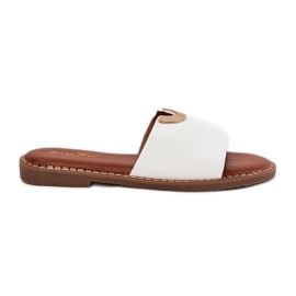 Eco Leather Women's Slippers med dekorativa vita detaljer