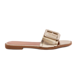 Platt Eco Leather Women's Tisters With Golden Buckle gyllene