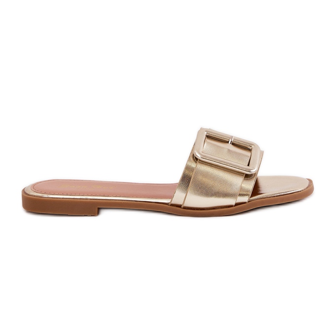 Platt Eco Leather Women's Tisters With Golden Buckle gyllene