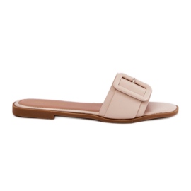 Platt Eco Leather kvinnors sammanfattningar med beige spänne