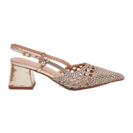 Ballerinas med platt flätan gyllene