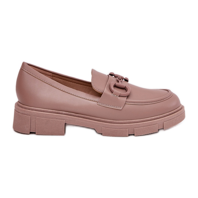 Kvinnors Eco Leather Loafers med en dekorativ khaki -detalj beige