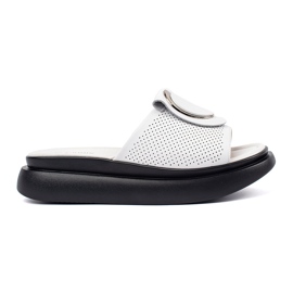 Goodin Vita och vita bekväma flip flops på plattformen