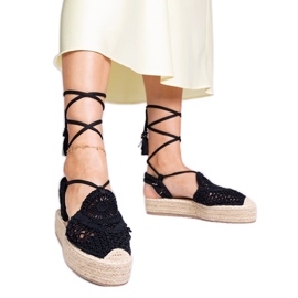 Svart espadrilles flätade sandaler
