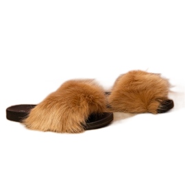 Bruna barns flip flops med päls