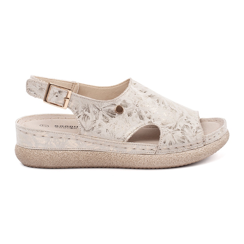 Goodin Ljus -beige platta sandaler med ett spänne