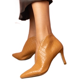 Bruna eleganta ankelboots med hög klack