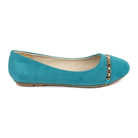 Turkosa platta kvinnors ballerinor blå
