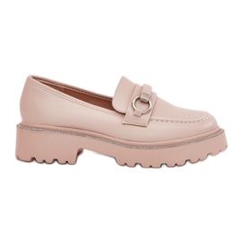 Kvinnors loafers dekorerade med zirkons beige
