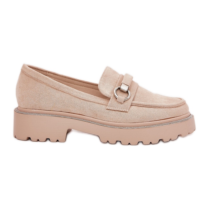 Kvinnors loafers dekorerade med zirkons beige