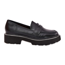 Kvinnors Eco Leather Loafers med svarta zirkoner