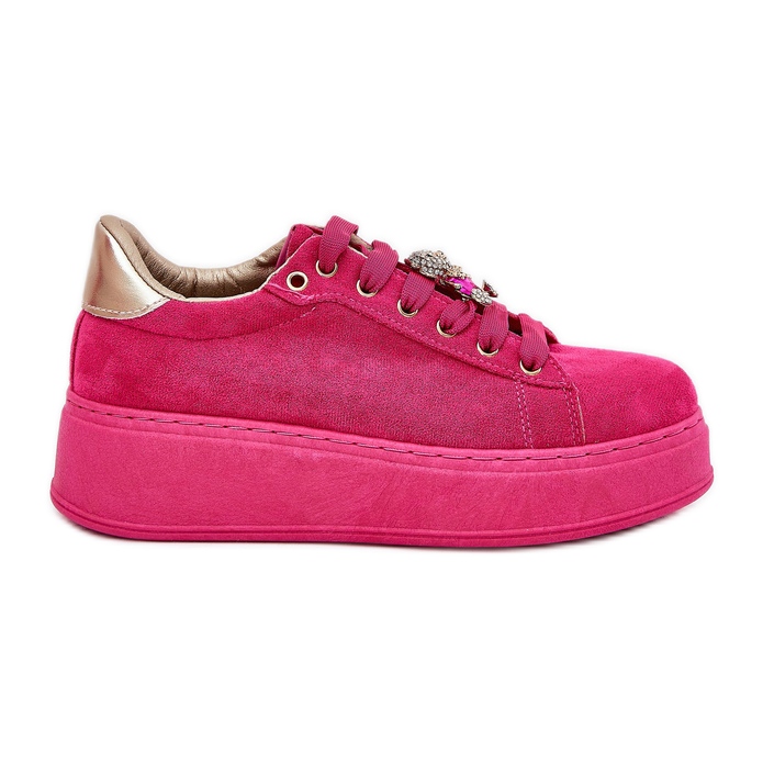 Kvinnors sneakers på plattformen med nallebjörn fuchsia rosa