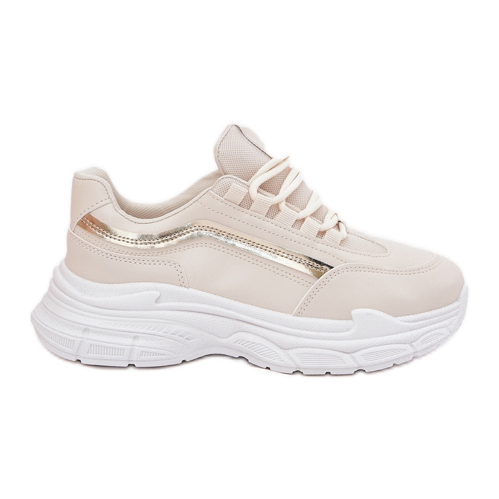Sneakers kvinnors sportskor på en tjock beige sula