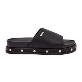 Kvinnors flip flops på plattformen med Big Star RR274214 Black Studs svart