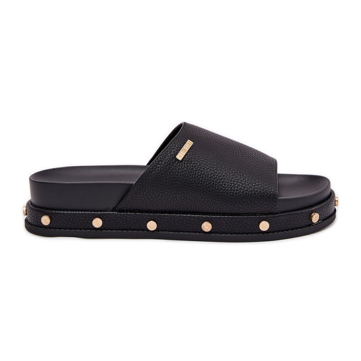 Kvinnors flip flops på plattformen med Big Star RR274214 Black Studs svart