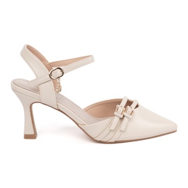 Goodin Ljus beige pumpar med en öppen häl