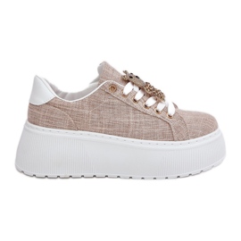 Sneakers på plattformen med en stift Bear S.Barski BF51-014 Beige