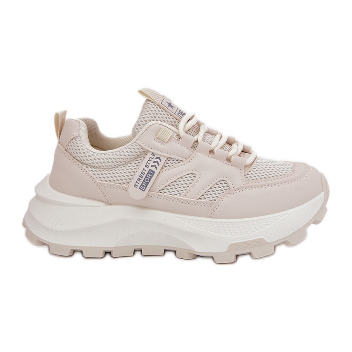 Evento Kvinnors sneakers sportskor på en tjock beige sula