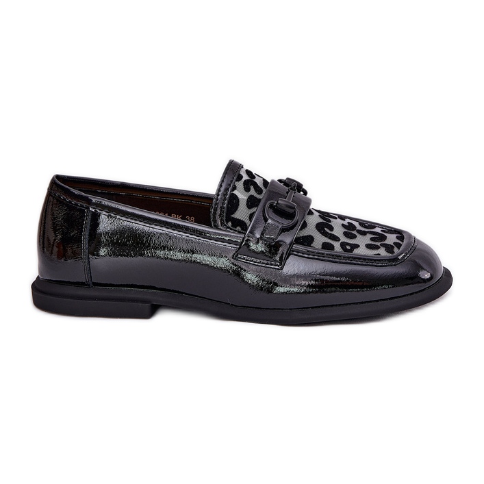 Läderlackade loafers med Vinceza Mesh 31931 Black svart