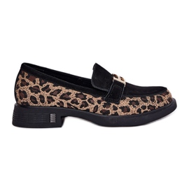 Suede Moccasins Women's Vinceza 66791 Black Leopard Print svart