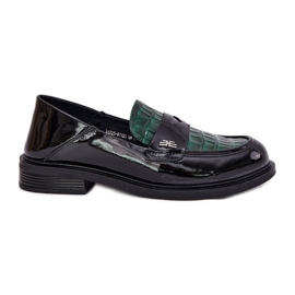 Målad Vinceza Women's Leather Moccasins 91125 Green-Black svart