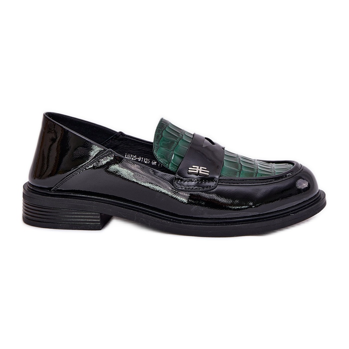 Målad Vinceza Women's Leather Moccasins 91125 Green-Black svart