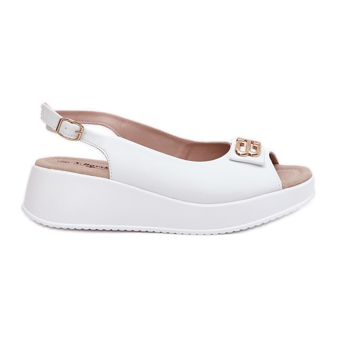 S.Barski Kvinnors lädersandaler med en dekorativ detalj S. Barski LR51-593 White vit