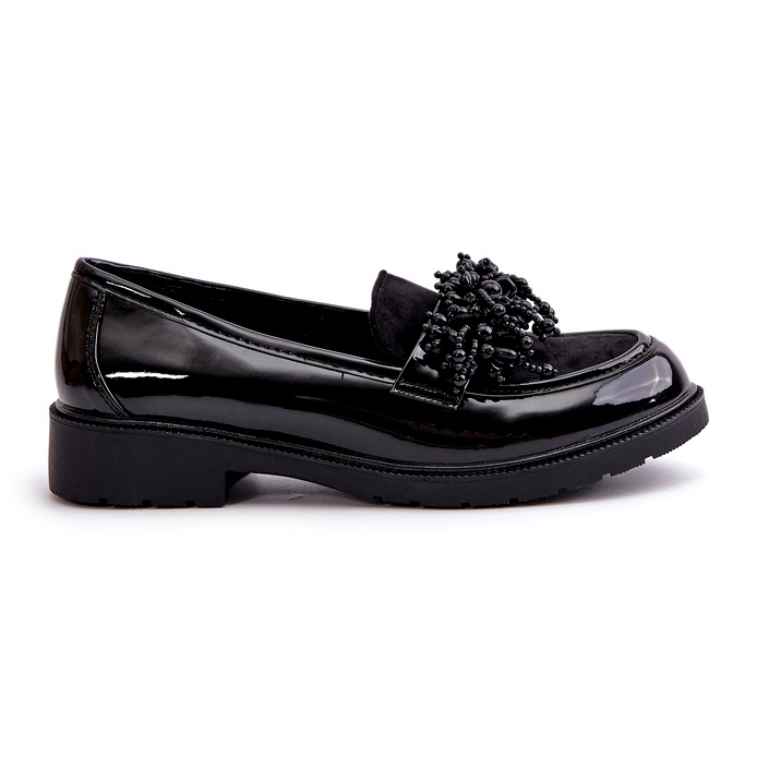 S.Barski Kvinnors lackerade loafers S. Barski HY369A Svart med en prydnad