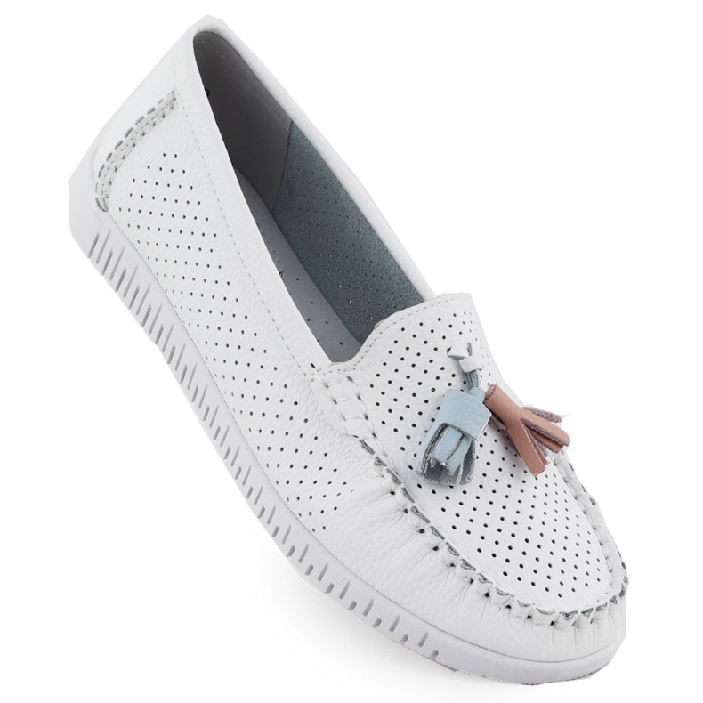 Women's OpenWork Loafers med White Evento 5372 fransar vit