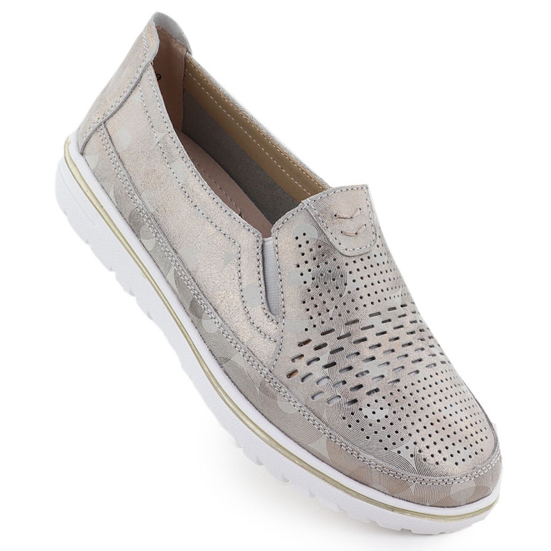 Evento Women's Leather Shoes Openwork Golden Event 1653 gyllene