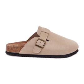 Big Star Suede Flip -Flops Women's Cogs med en stor stjärna RR274A385 Beige Buckle