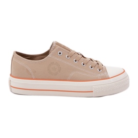Mäns sneakers på Big Star RR174323 Beige -plattformen