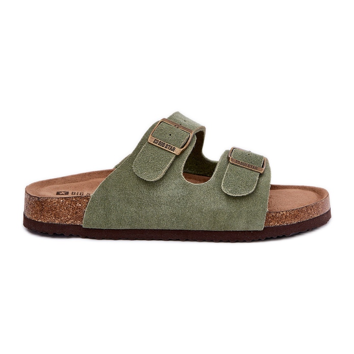 Big Star Kvinnors mocka flip flops med stor stjärna RR274A393 gröna klämmor