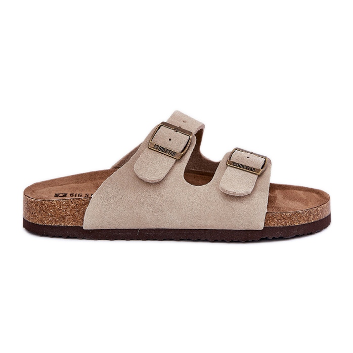 Big Star Kvinnors mocka flip flops med stor stjärna RR274A391 beige spännen