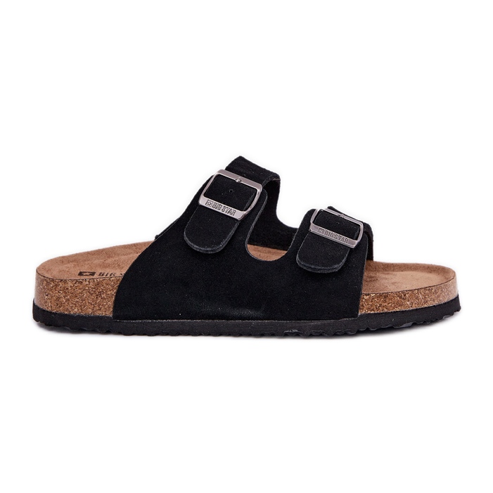 Big Star Kvinnors mocka flip flops med stor stjärna RR274A390 svarta spännen