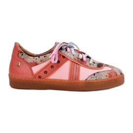 Maciejka Kvinnors läder sneakers macijka 06840-18 orange